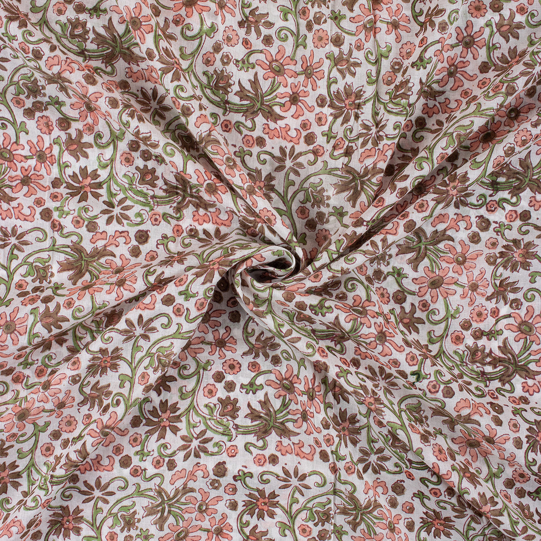 Natural Dye Floral Hand Printed Fabric