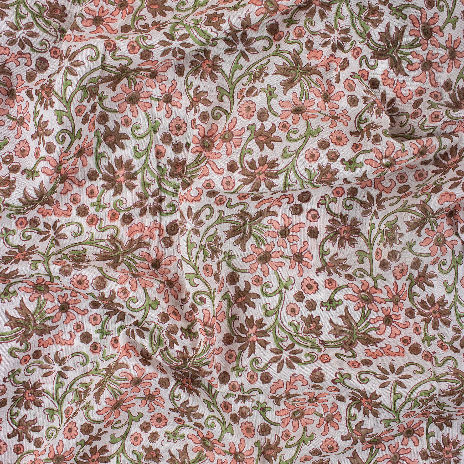 Natural Dye Floral Hand Printed Fabric