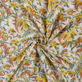 Natural Dye Yellow Floral Hand Block Print Fabric