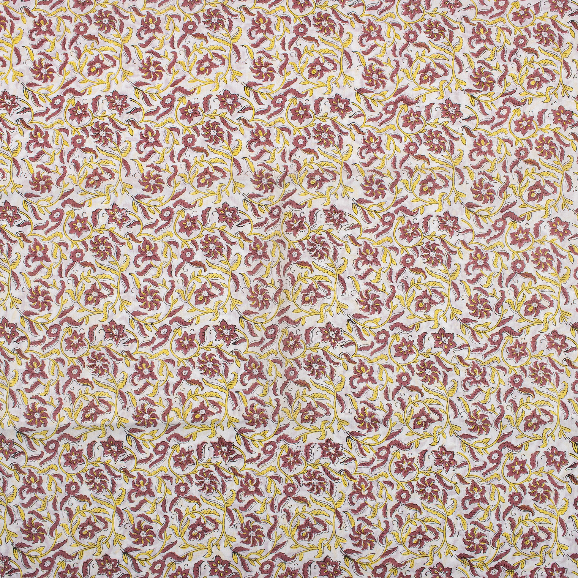 Natural Dye Floral Cotton Block Print Fabric