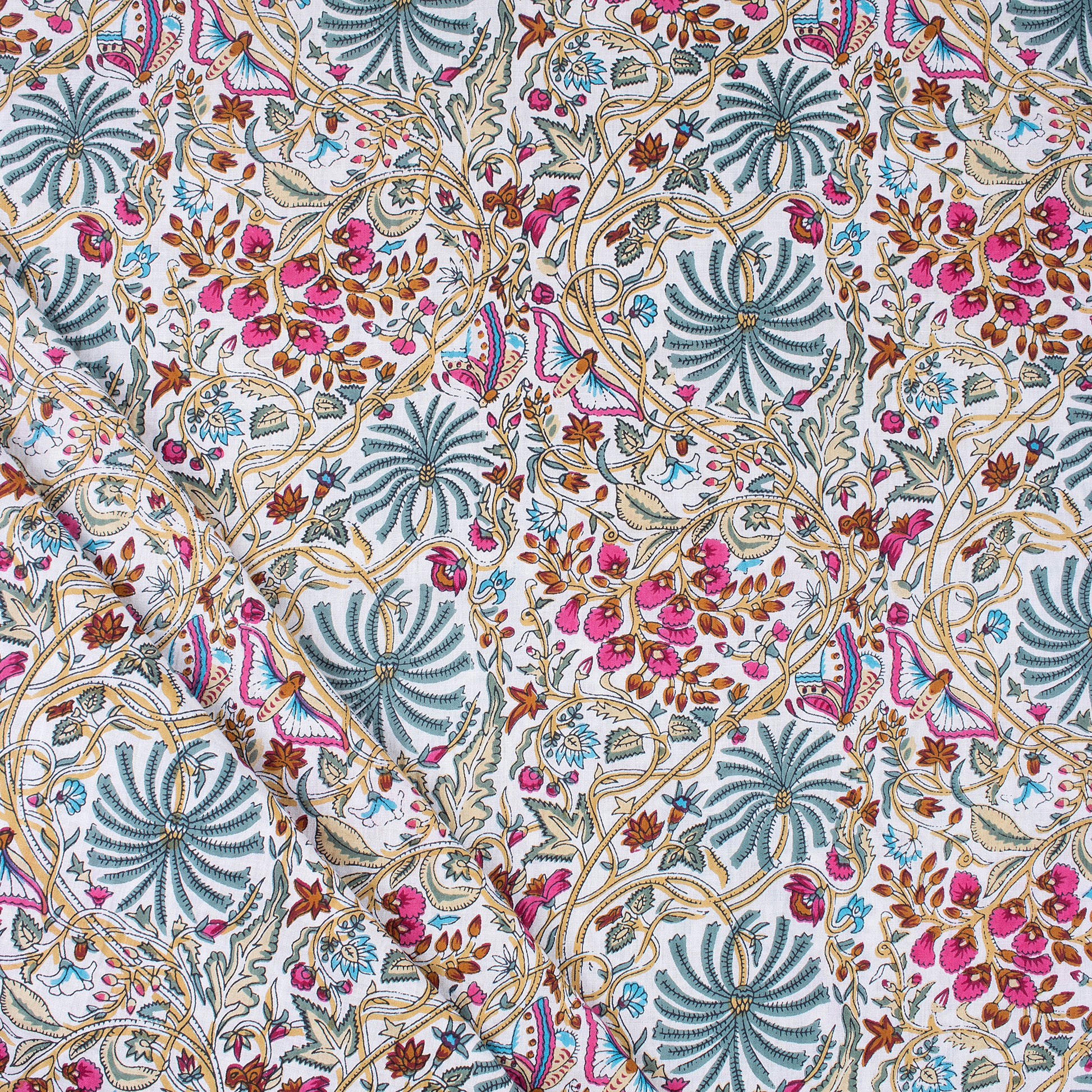 Multicolor Floral Block Print Fabric Online