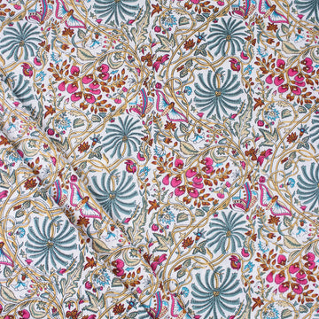 Multicolor Floral Block Print Fabric Online