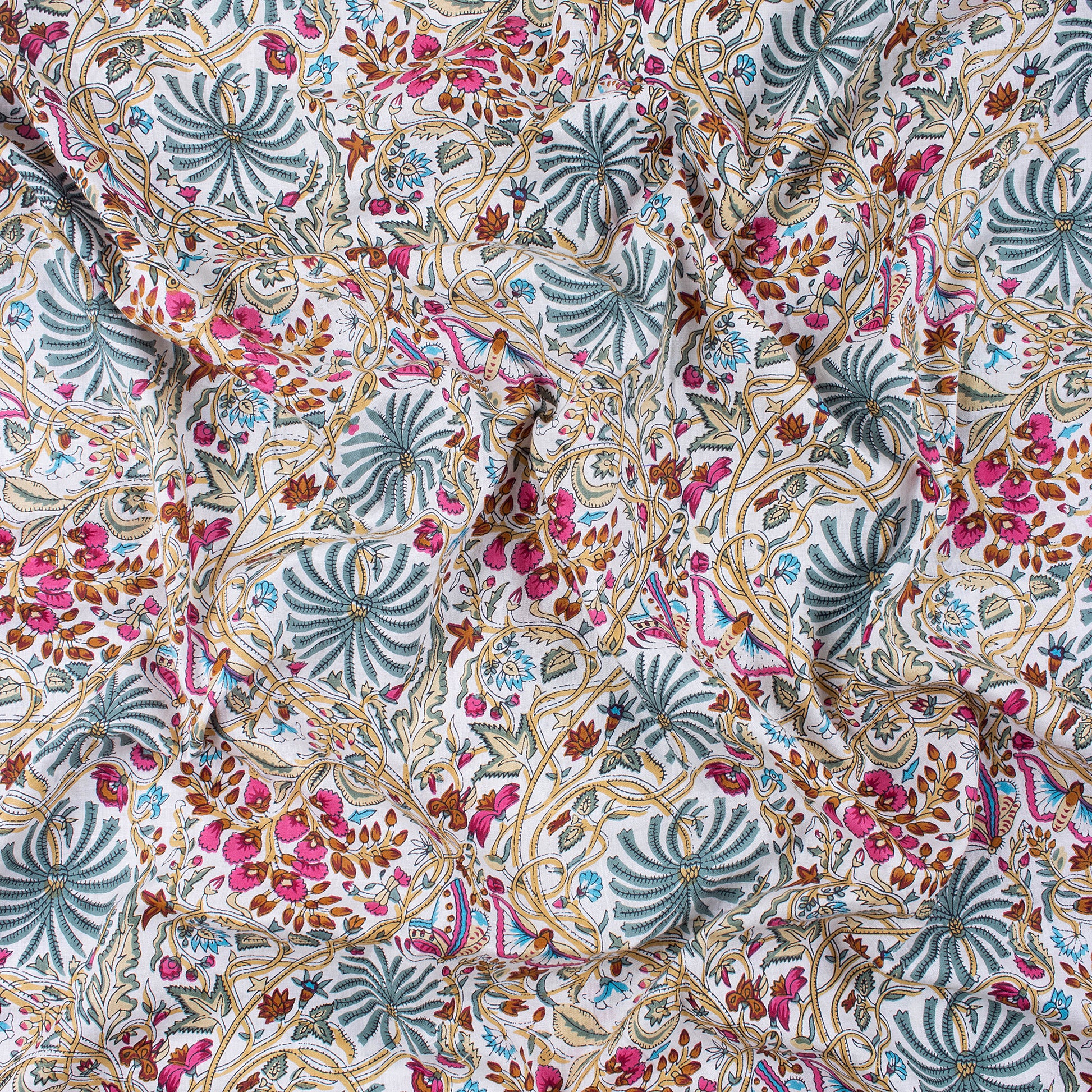 Multicolor Floral Block Print Fabric Online