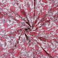 Red Floral Cotton Hand Printed Fabric