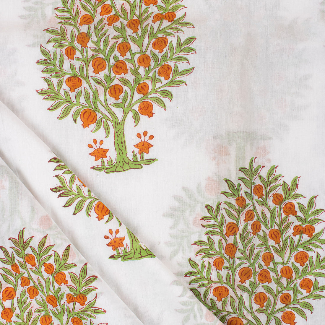 Green Tree Printed Cotton Fabric