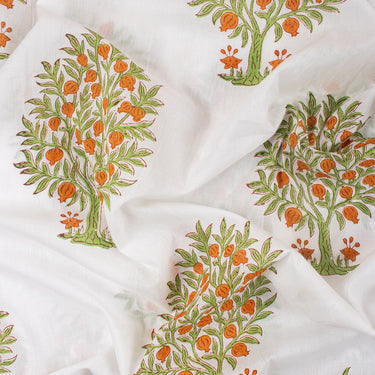 Green Tree Printed Cotton Fabric