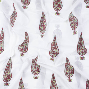 Brown leaf Block Print Fabric Cotton Material Online