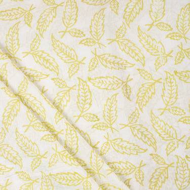 Yellow Leaf Indian Printed Cotton Fabric