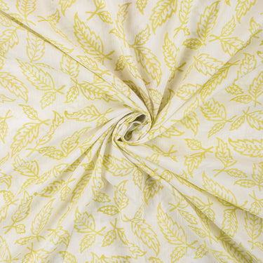 Yellow Leaf Indian Printed Cotton Fabric