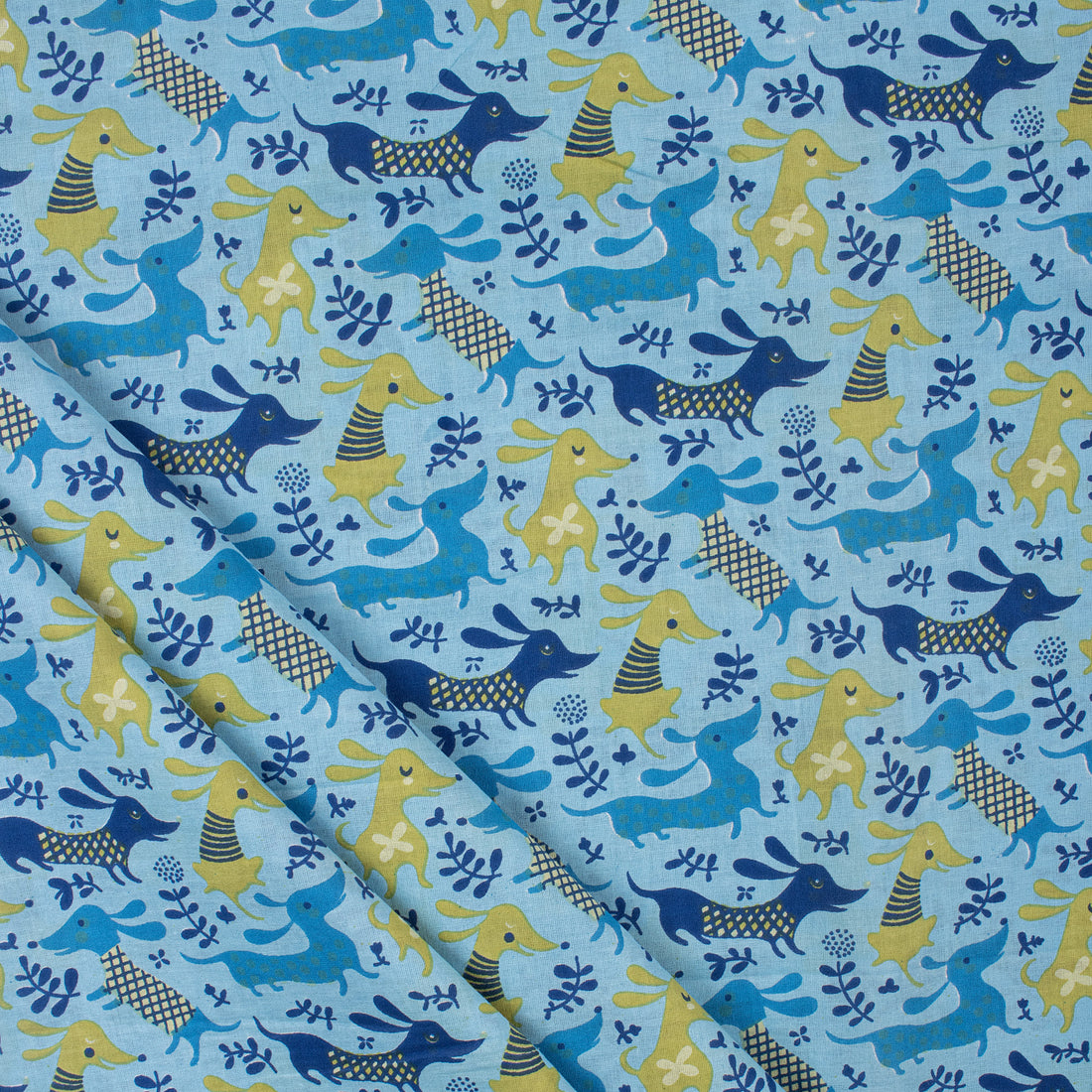 Voile Animal Hand Block Printed Cotton Fabric