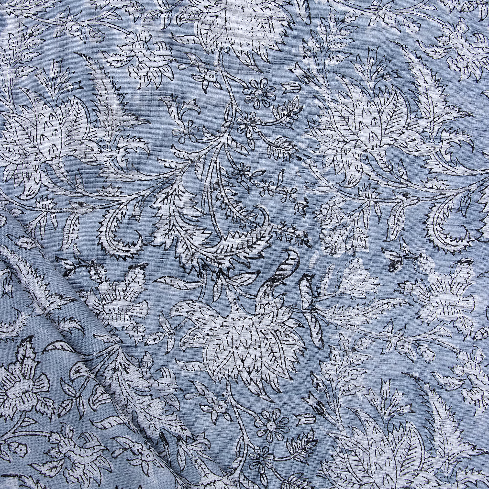 Grey Cotton Block Print Fabric Online