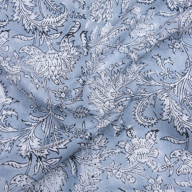 Premium Soft White Floral Block Printed Textiles Fabric