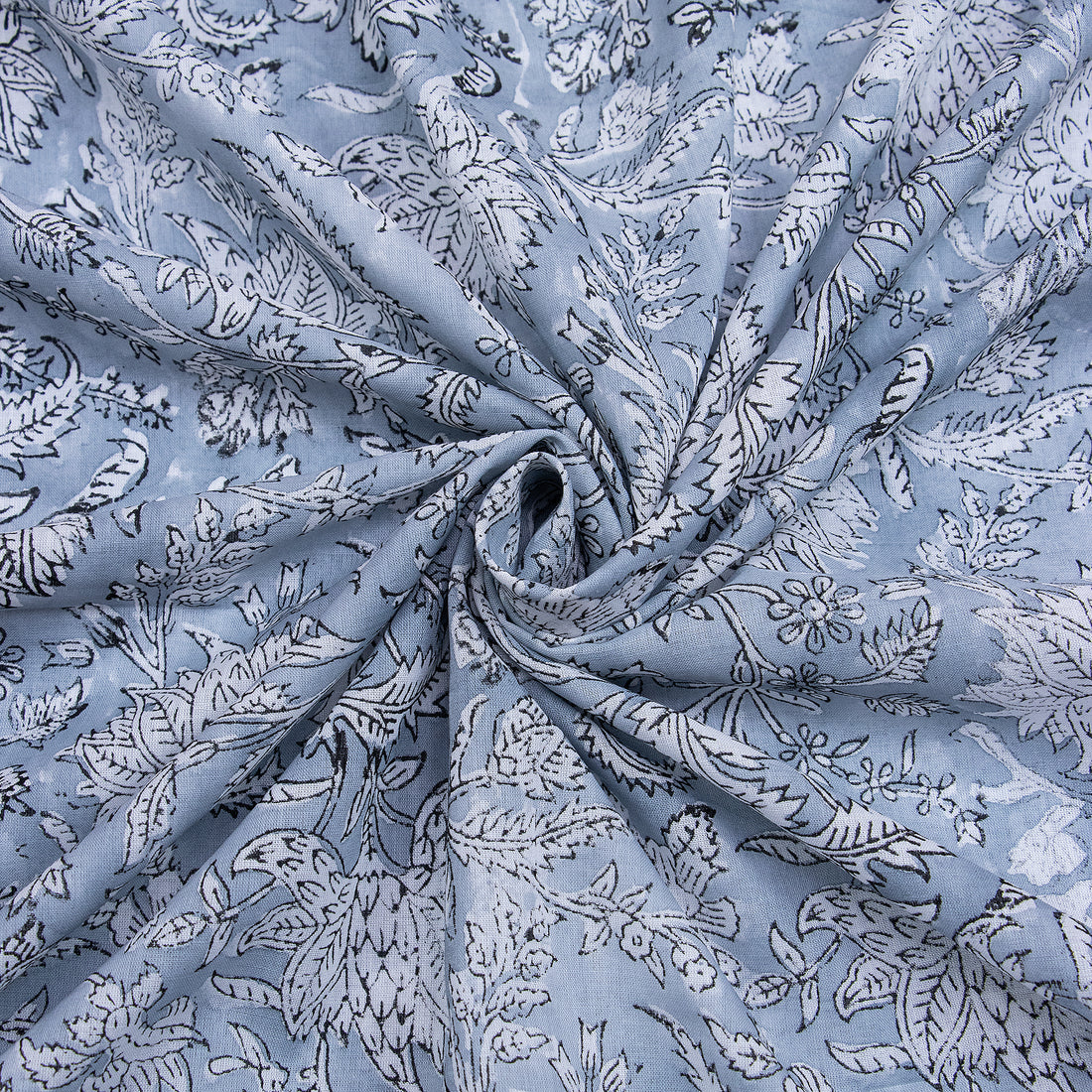 Premium Soft White Floral Block Printed Textiles Fabric