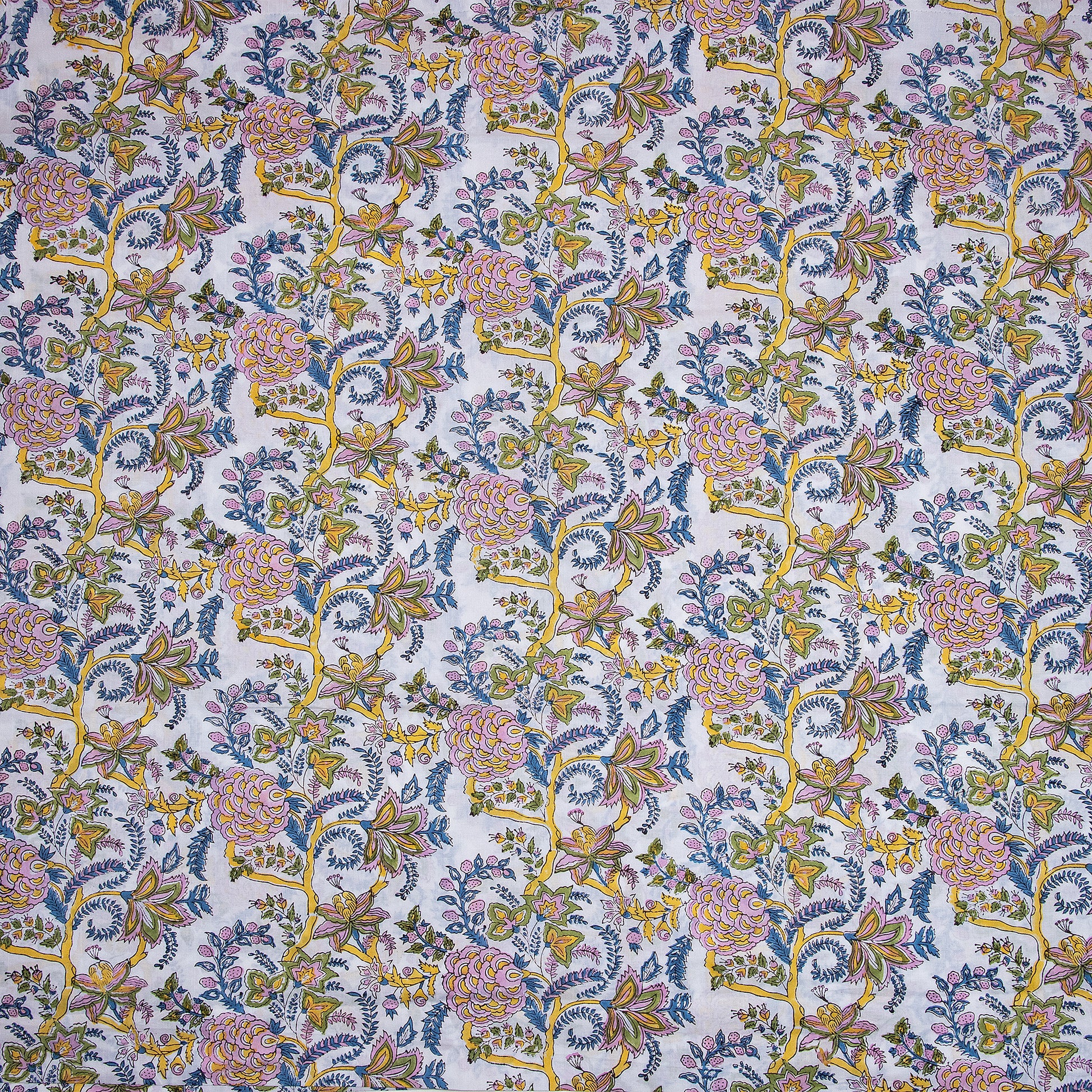 Multicolor Floral Hand Block Printed Cotton Fabric