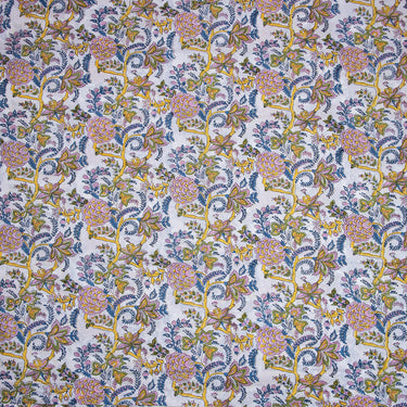 Multicolor Floral Hand Block Printed Cotton Fabric