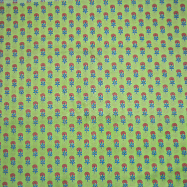 Soft Green Floral Hand Block Print Fabric Online