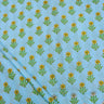 Sky Blue Floral Handmade Block Print Fabric Online