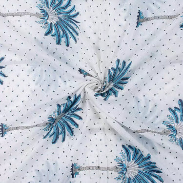 Palm Tree Cotton Hand Block Printed Clothing Fabric