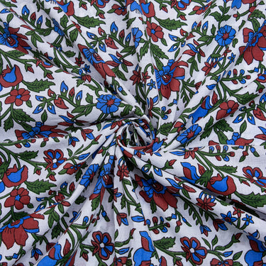 Handmade Floral Hand Block Printed Cotton Fabric Online