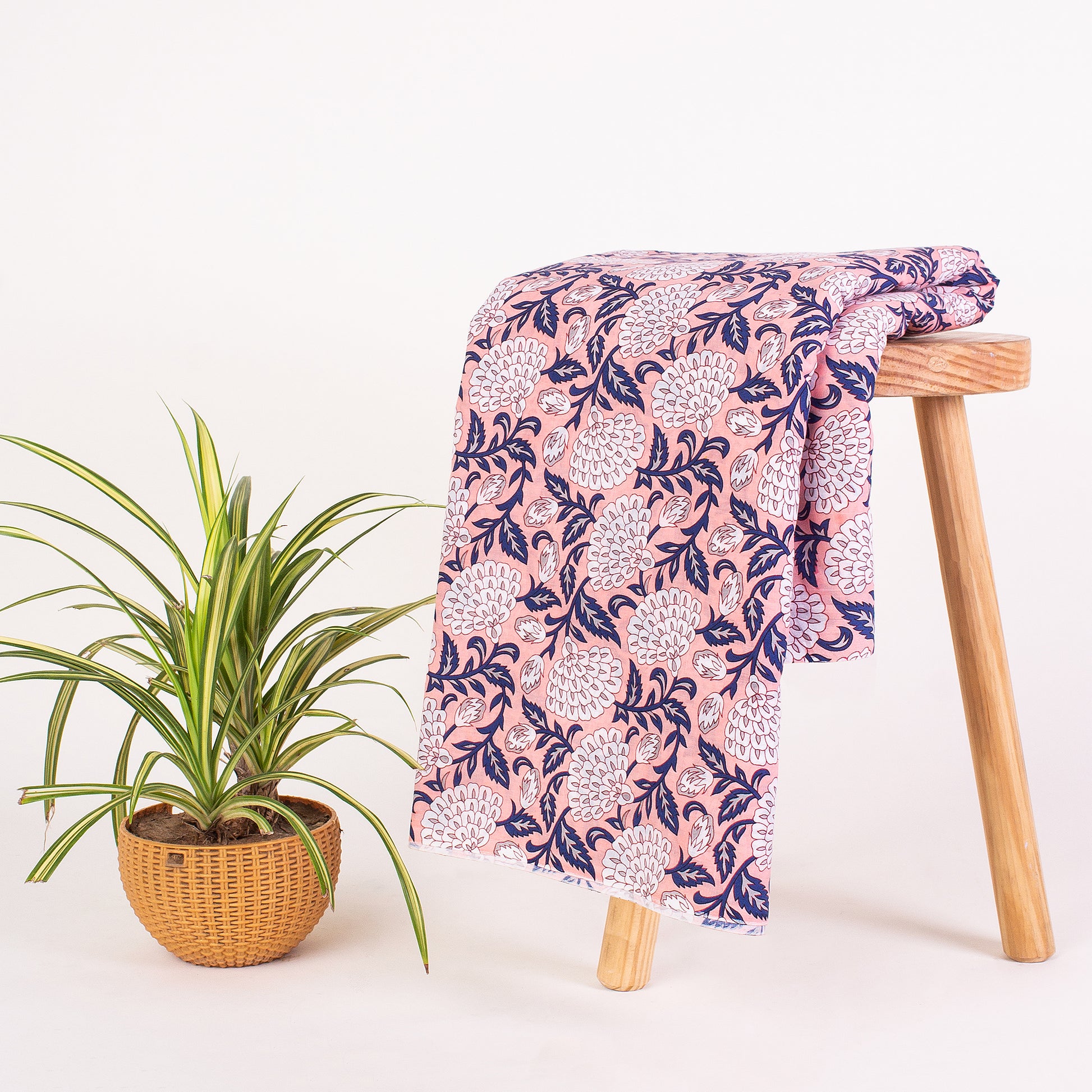 Handmade Multicolor Floral Cotton Block Print Fabric