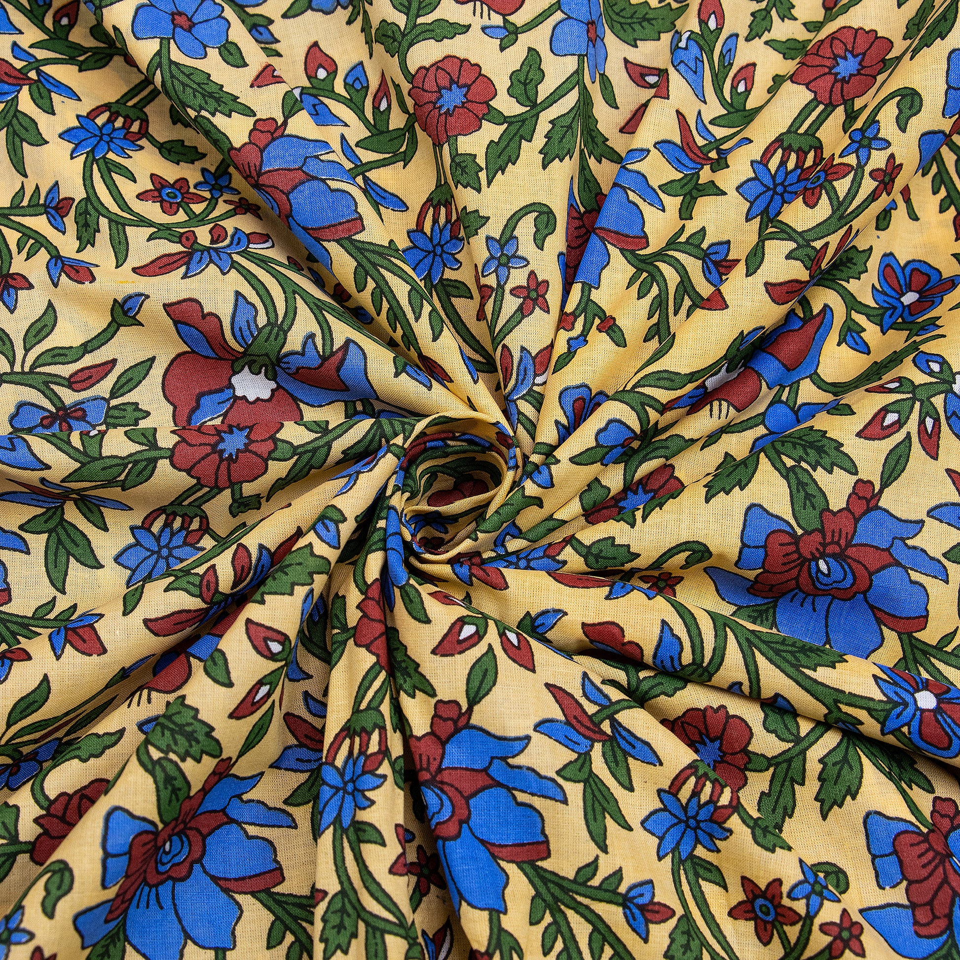 Hand Block Floral Printed Soft Cotton Modal Fabric Online