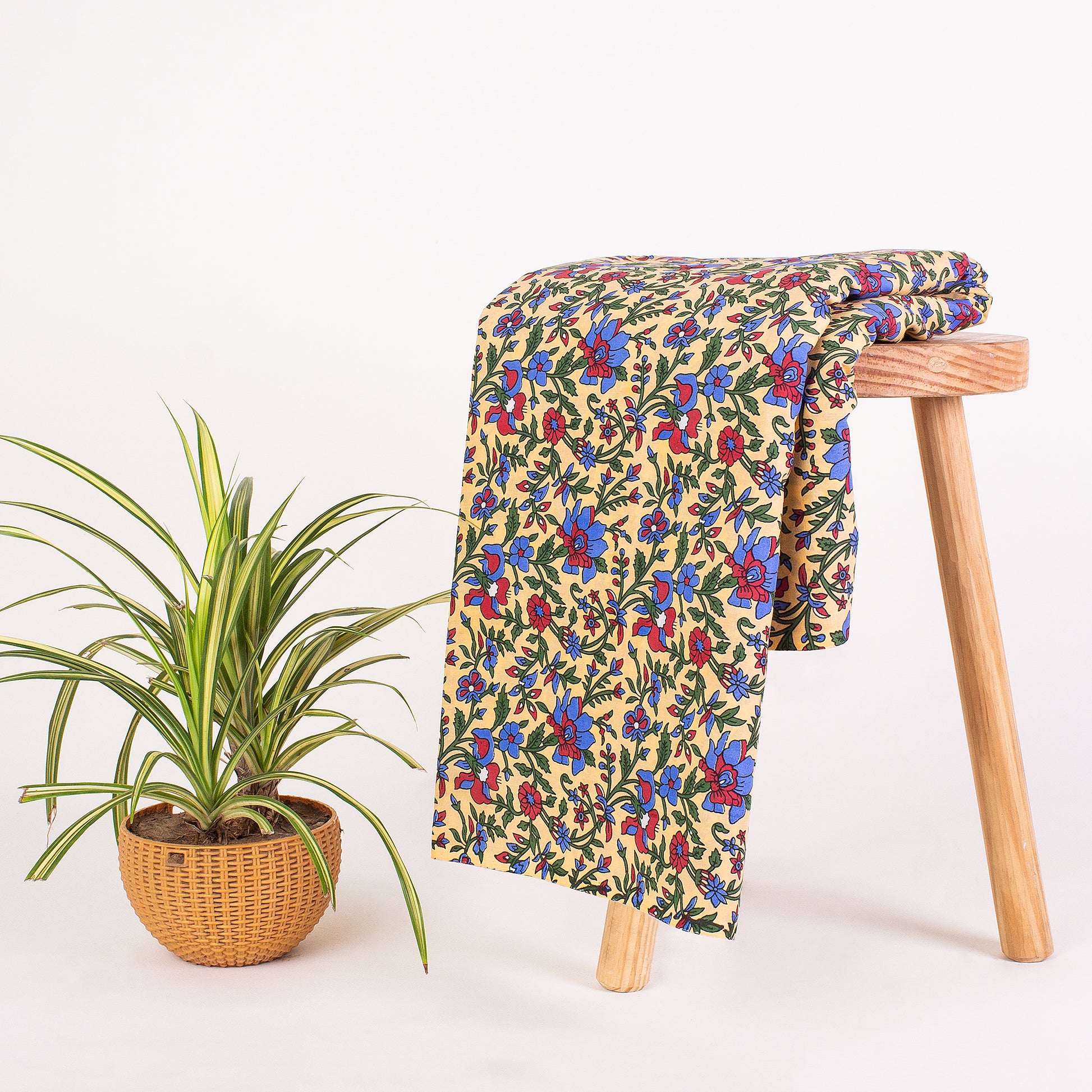 Hand Block Floral Printed Soft Cotton Modal Fabric Online