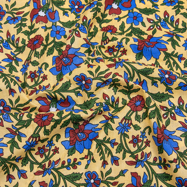 Floral Block Printed Multicolor Cotton Jaipur Fabric Online
