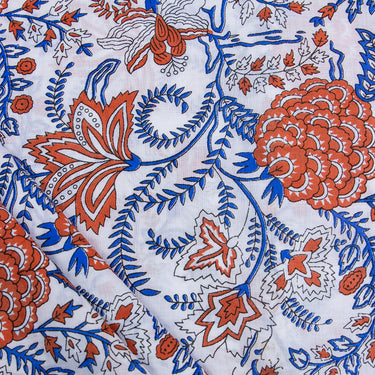 Red Handmade Floral Block Printing Jaipur Fabric Online