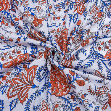 Red Handmade Floral Block Printing Jaipur Fabric Online