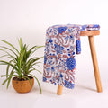 Blue Handmade Floral Block Cotton Printed Fabric Online