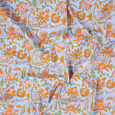 Hand Block Yellow Floral Printed Soft Cotton Fabric Online