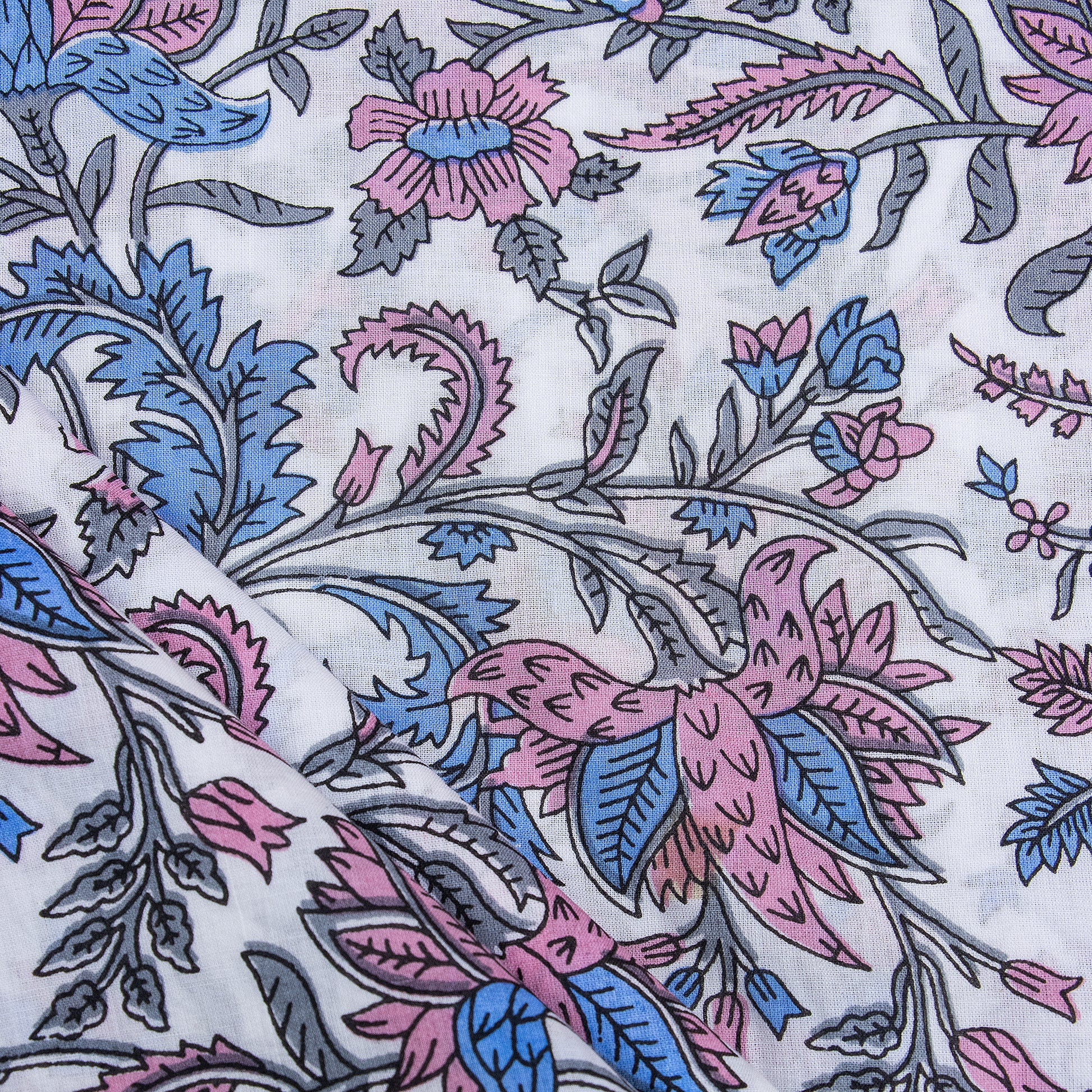 Hand Block Floral Printed 100% Cotton Fabric Online