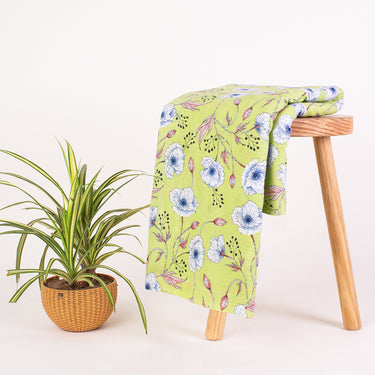 Premium Green Floral Block and Prints Cotton Fabric Online