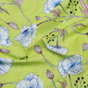 Premium Green Floral Block and Prints Cotton Fabric Online