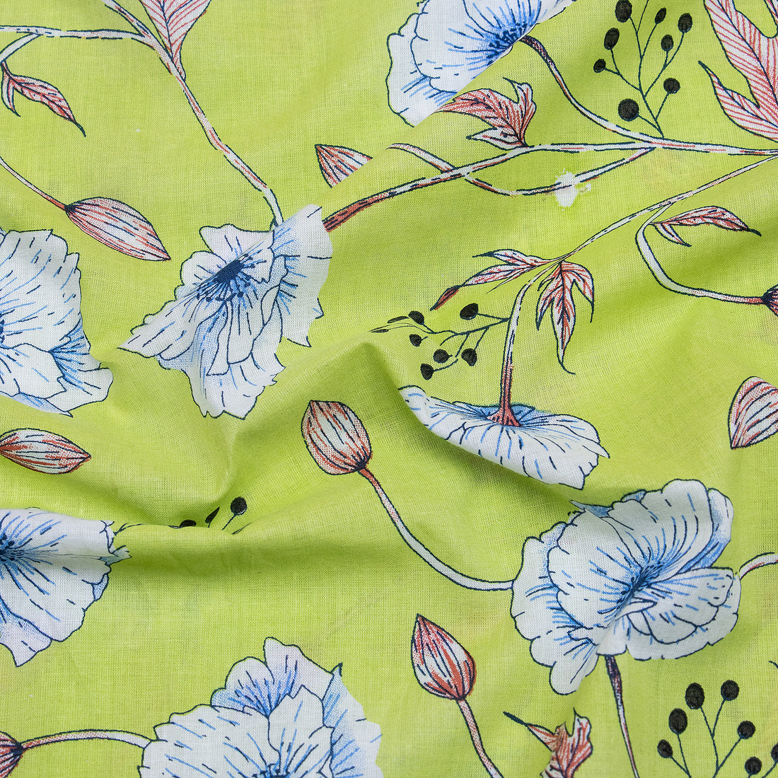 Floral Hand Block Print Fabric