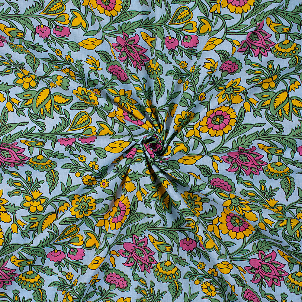 New Hand Block Floral Printed Cotton Modal Fabric Online