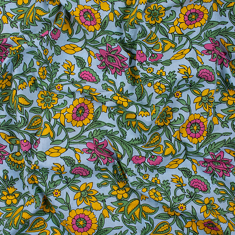 New Hand Block Floral Printed Cotton Modal Fabric Online