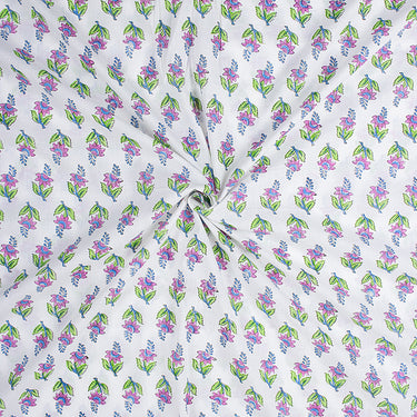 Jaipur Fabric Hand Block Green Floral Printed Pure Cotton Online