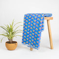 Hand Blue Floral Block Print Cloth (Fabric) Online