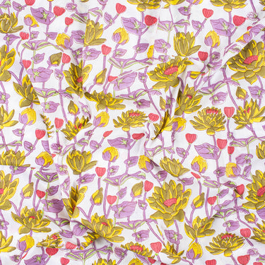 Hand Block Floral Print Voile Cotton Fabric
