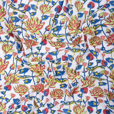 Attractive Hand Block Floral Printed Cotton Running Fabric