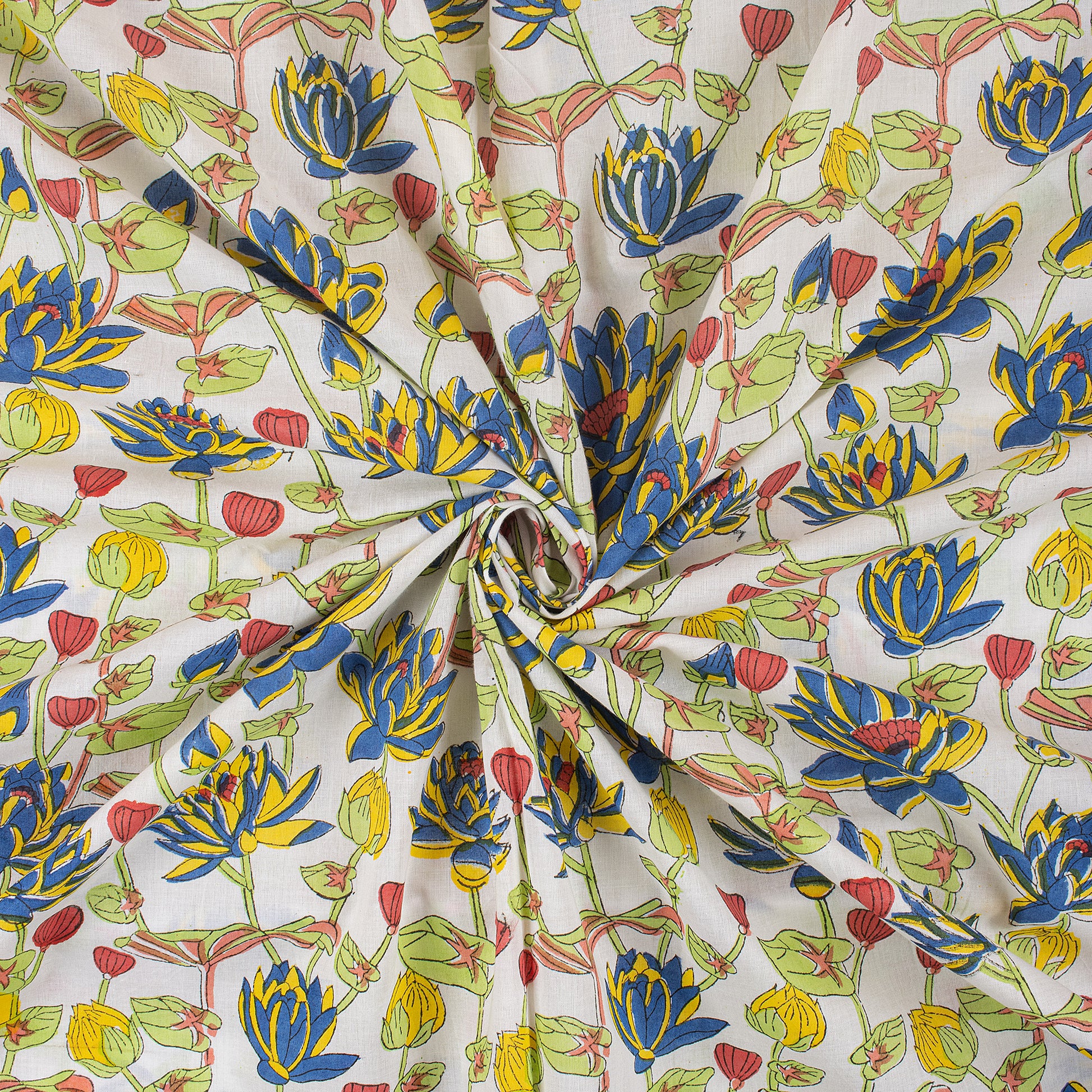 Block Floral Hand Printed Fabric