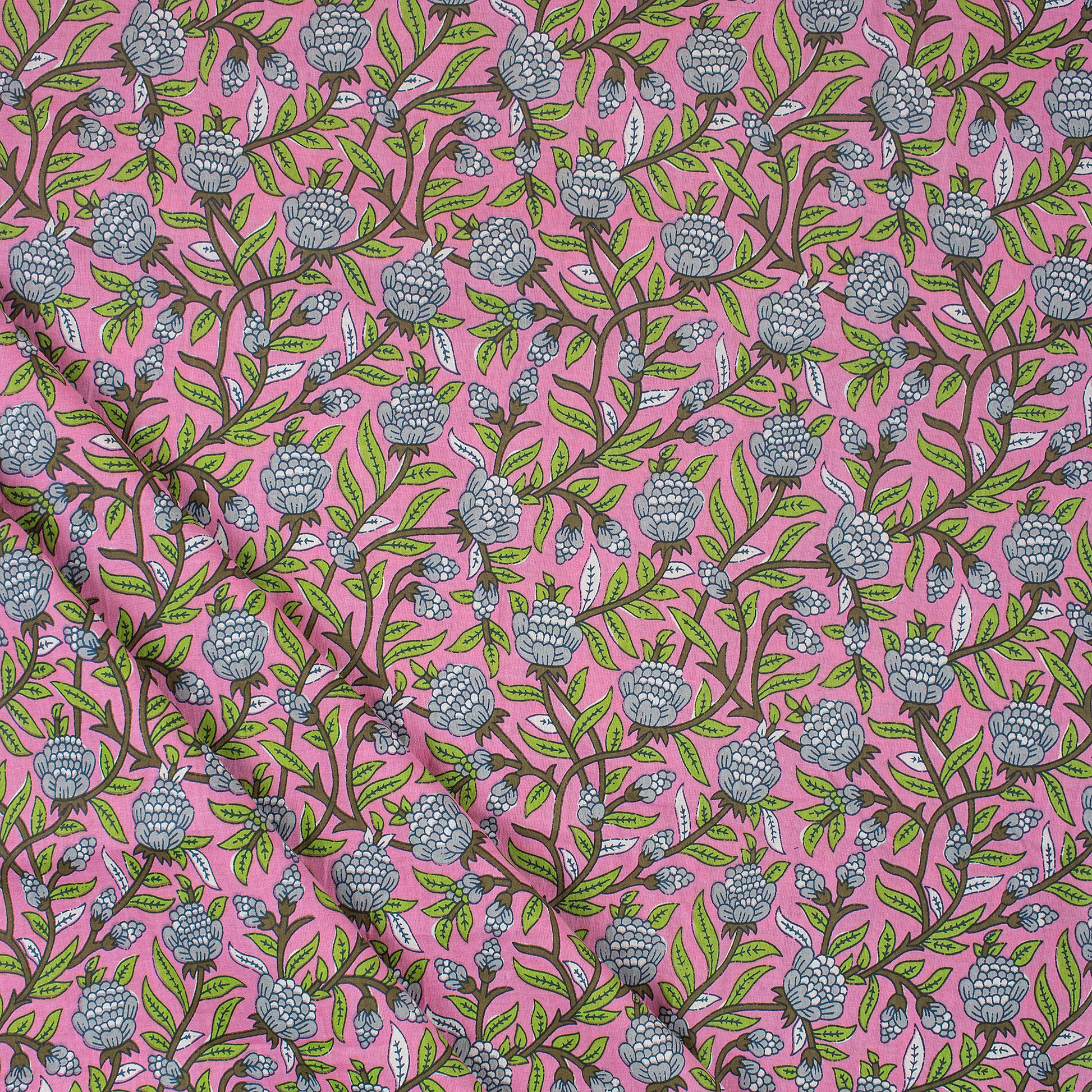 Floral Cotton Block Print Fabric