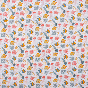 Marine Life Print Cotton Fabric