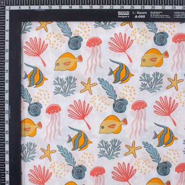 Marine Life Print Cotton Fabric