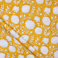 Yellow Floral Printed Soft Cotton Fabric