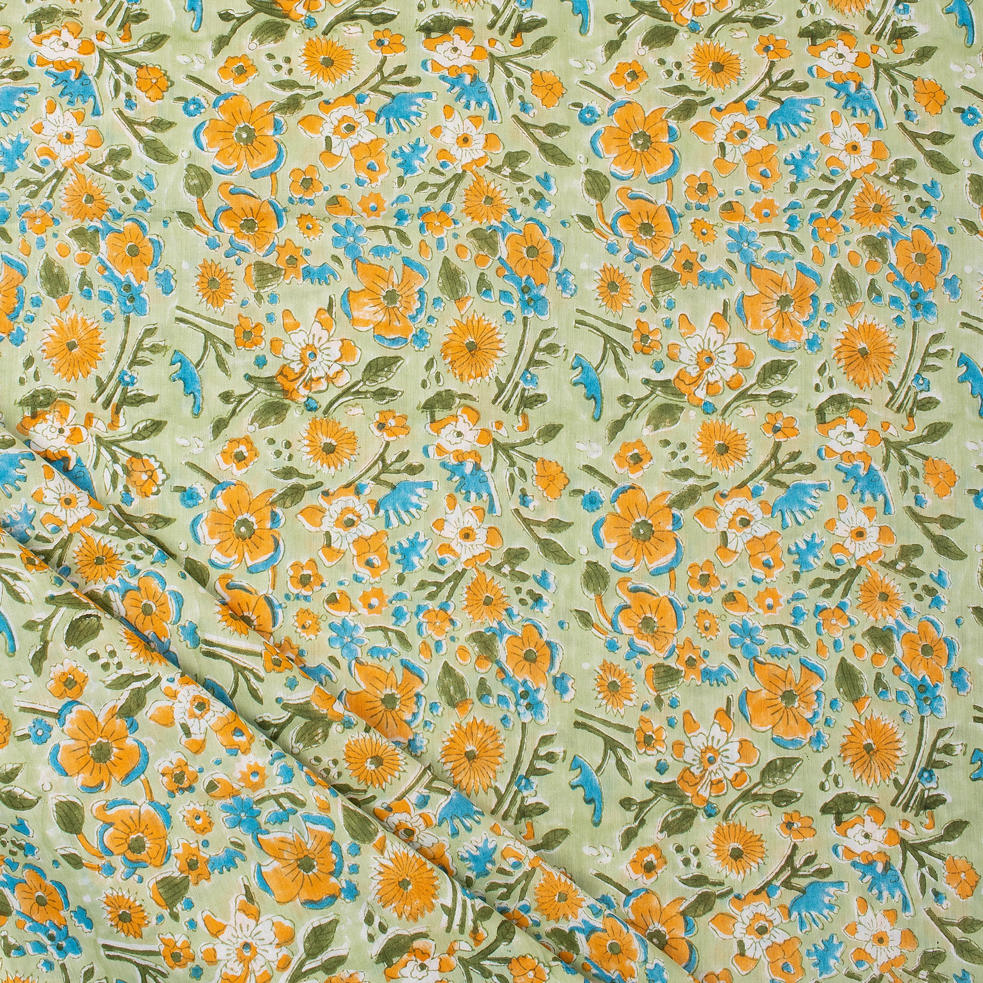 Multicolor Floral Printed Organic Cotton Fabric