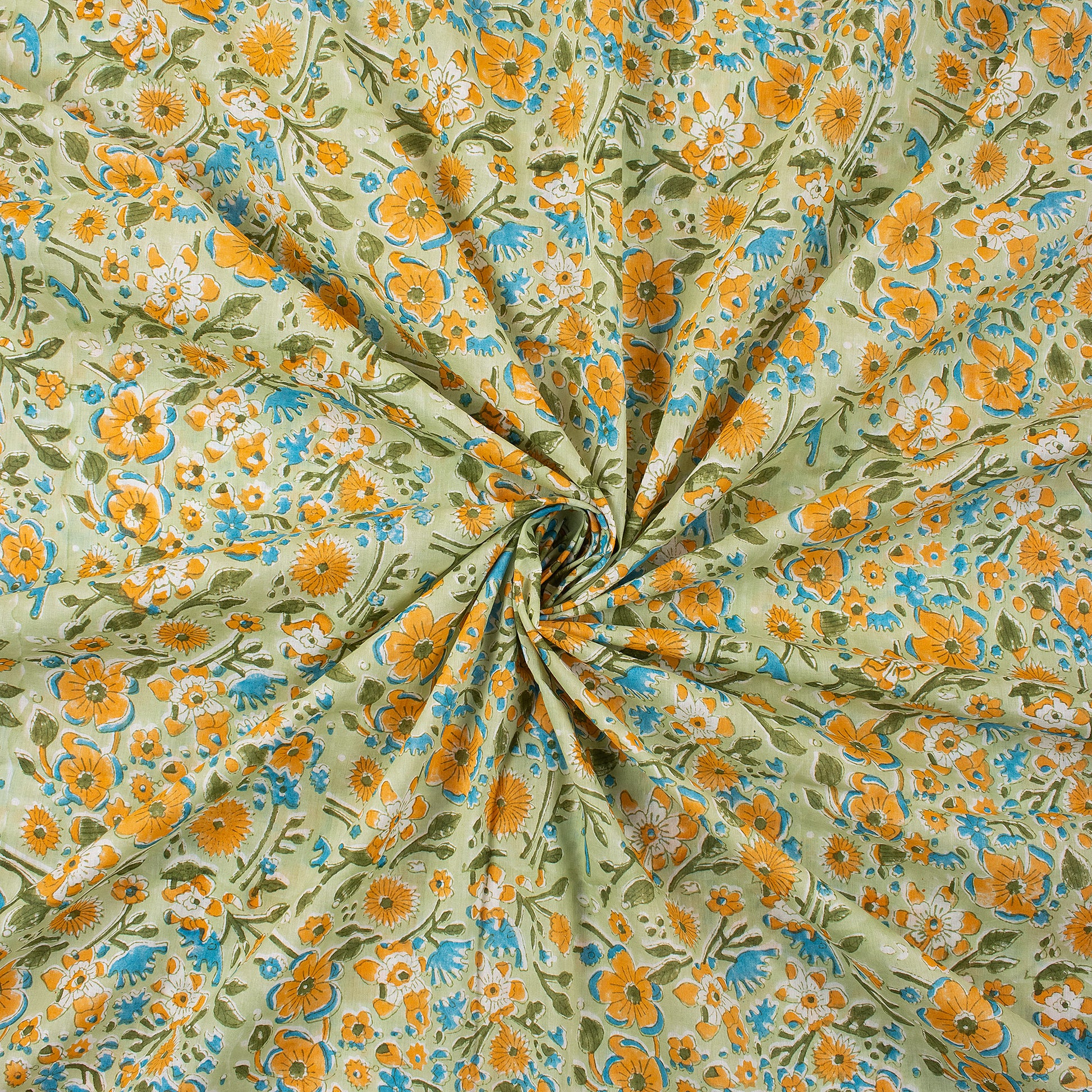 Multicolor Floral Printed Organic Cotton Fabric