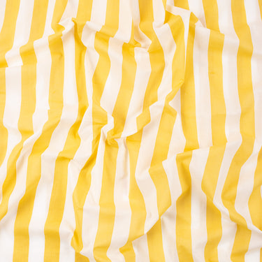 Yellow Striped Printed Soft Cotton Fabric Material