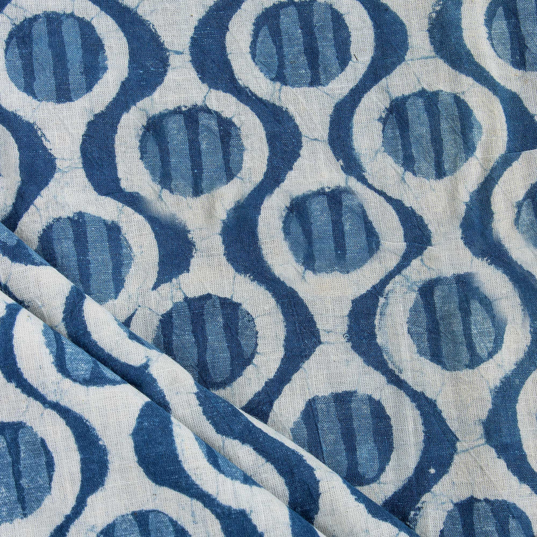 Indigo Blue Geometrical Print Indigo Cotton Fabric